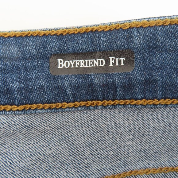 Judy Blue Womens 5/27 Boyfriend Fit Whiskered Blue Wash Denim Jeans Distressed - Picture 9 of 13